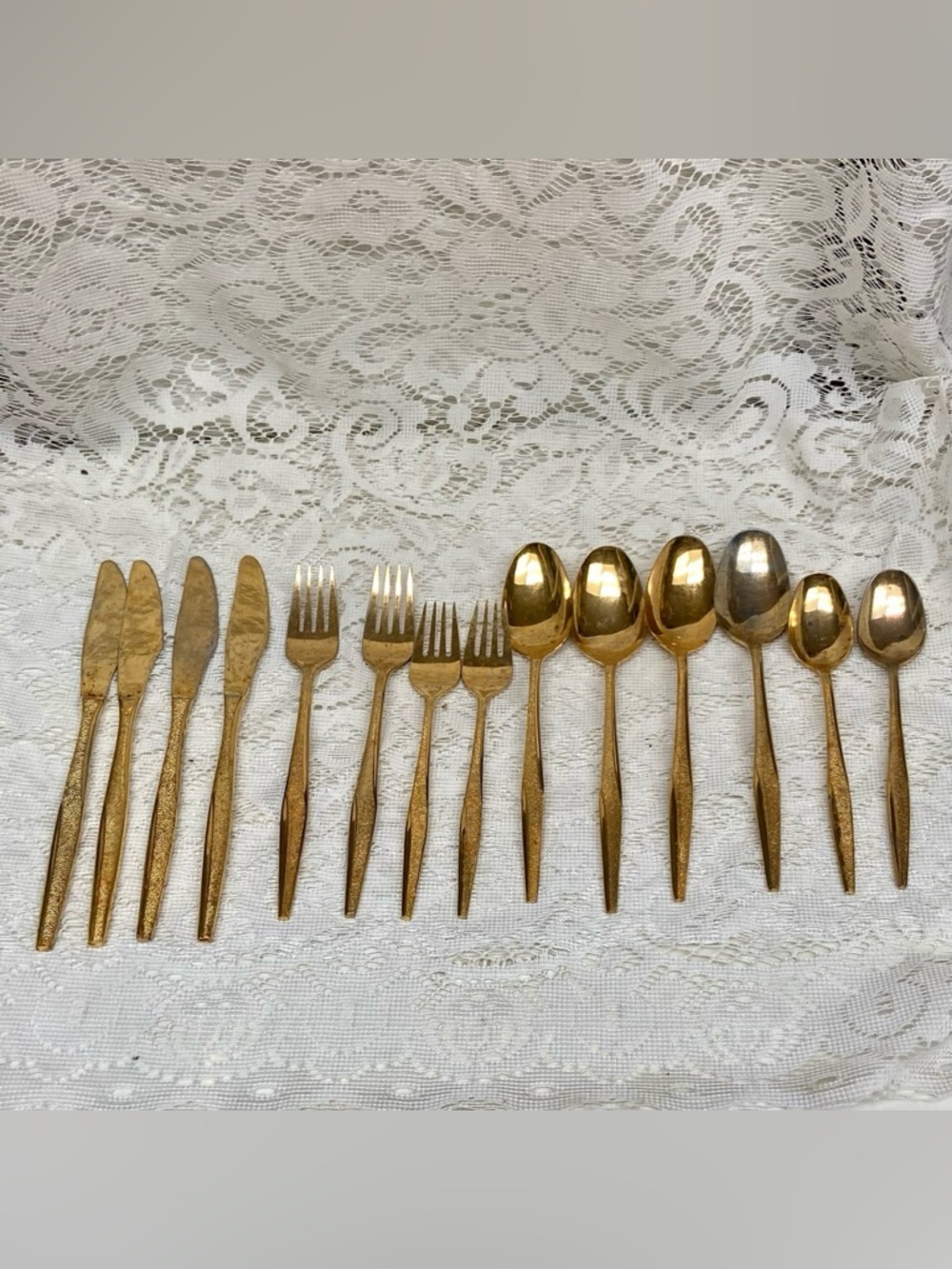 Vintage, 14-pc Florentine’s Gold Plated Flatware